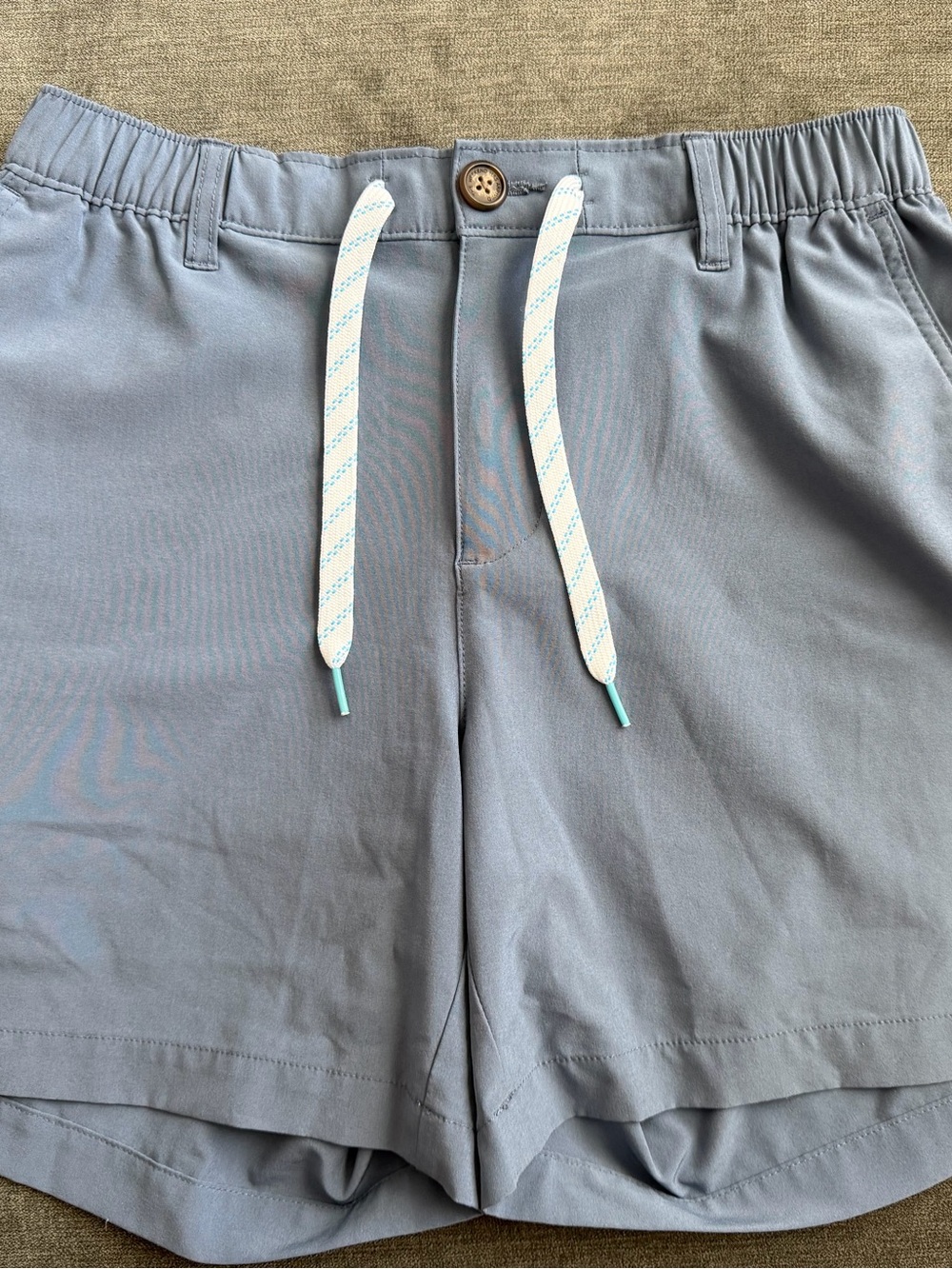 chubbies Light Blue Swim Trunks with White Drawstring